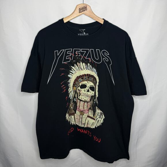 Kanye West YZY Yeezy Season Ye Wes Lang Native Skull Yeezus Tour Merch Tee XXL